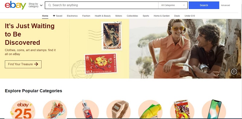 Сайт маркетплейса Ebay
