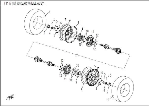 REAR WHEEL ASSY X8