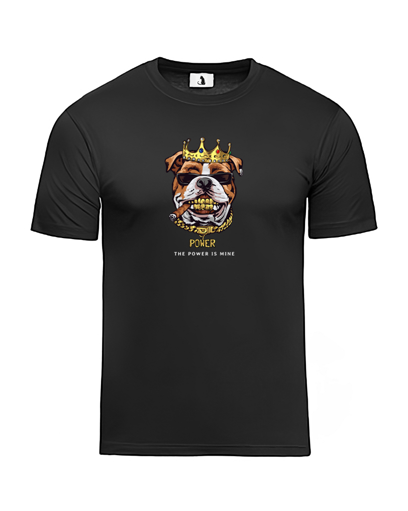 Образец футболки с собакой The power is mine unisex классического прямого кроя Футболка с собакой The power is mine unisex