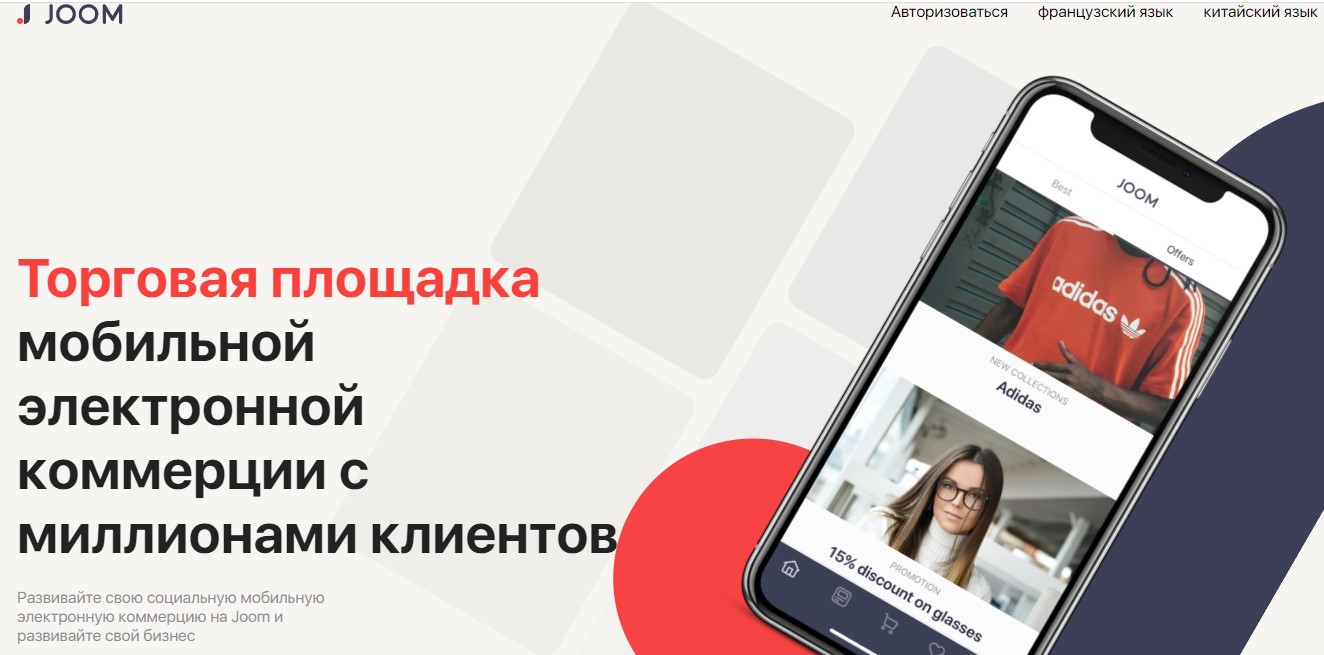 Страница авторизации для продавцов на Joom