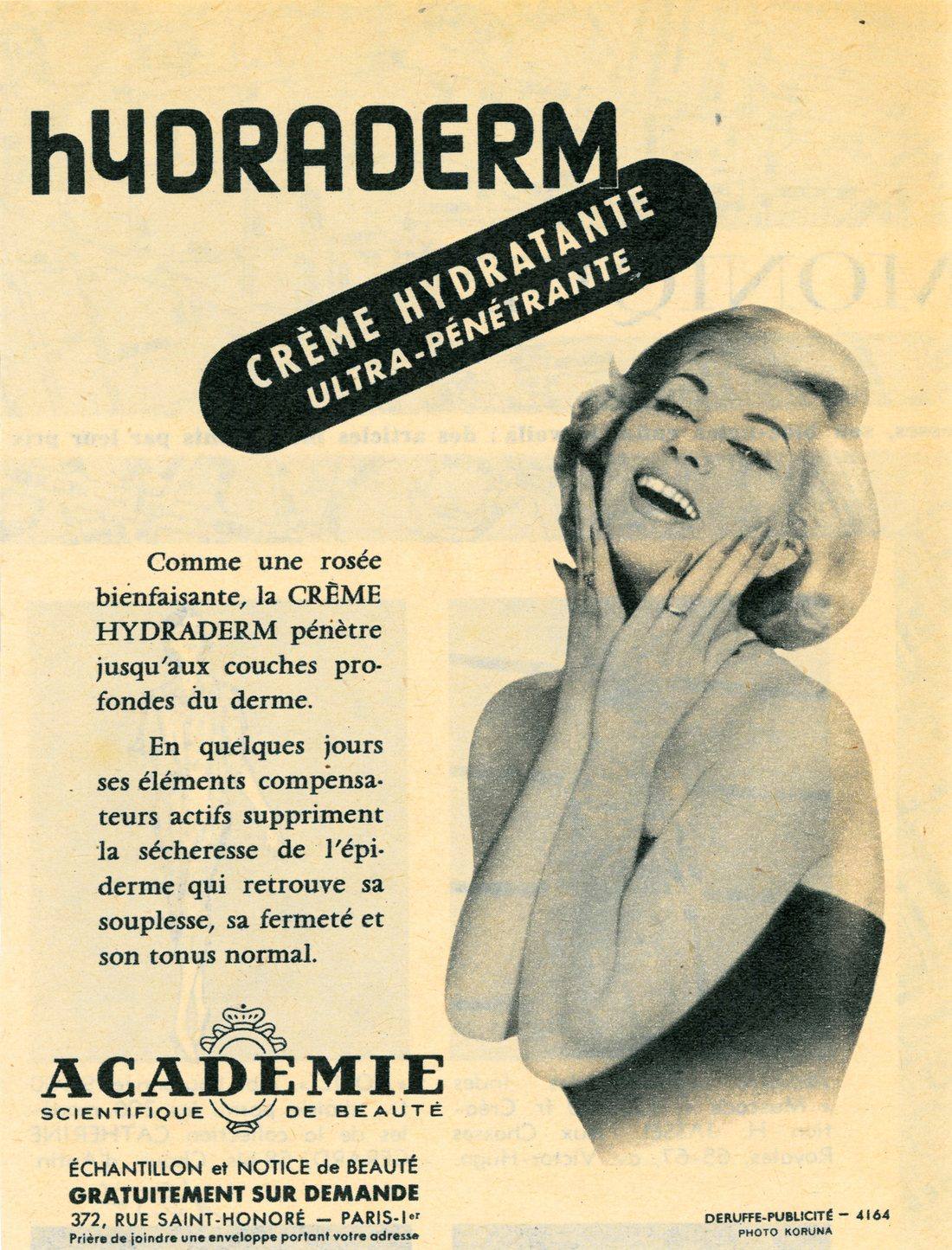 Винтажная реклама крема Hydraderm Academie