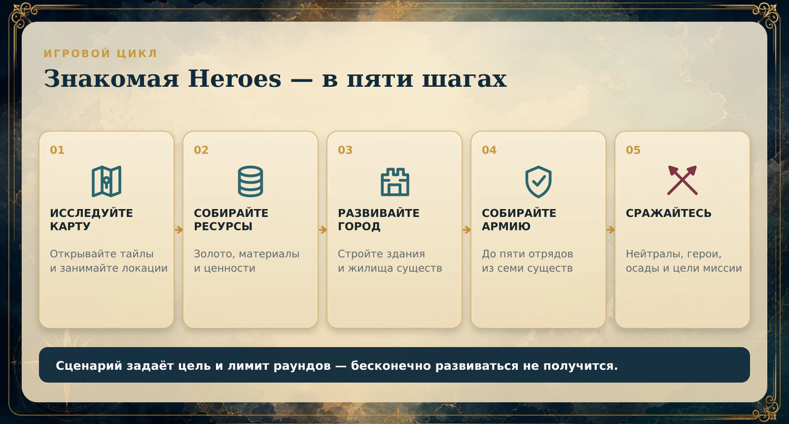 Как проходит партия в настольную Heroes of Might and Magic III: карта, ресурсы, город, армия и сражения