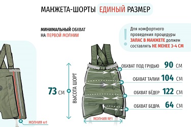 Размеры массажных шорт на 1 молнии