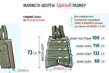 Размеры массажных шорт на 2 молнии