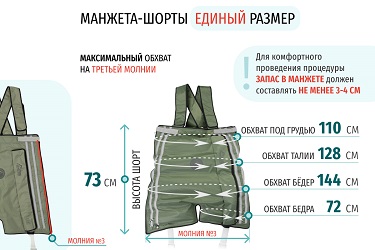 Размеры массажных шорт на 3 молнии