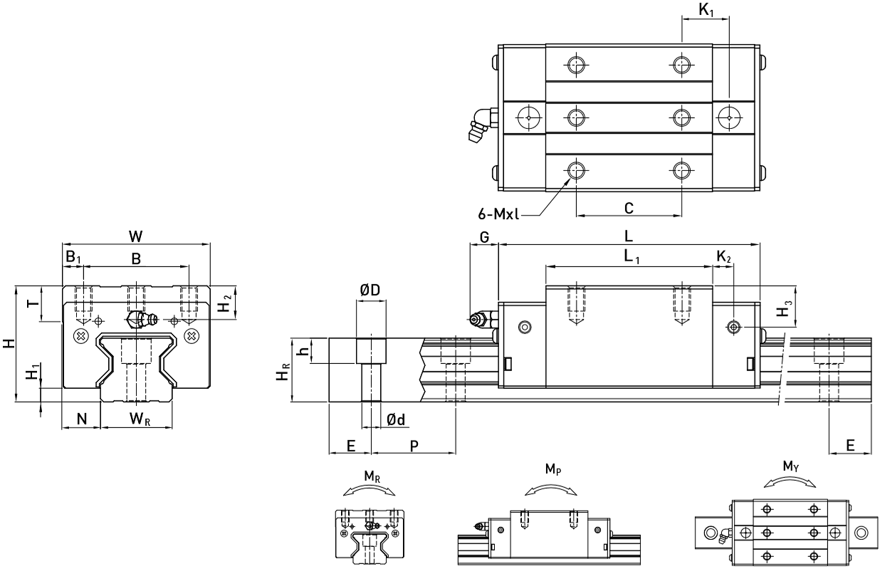 Каретка HIWIN RGH25HAZAH - чертеж