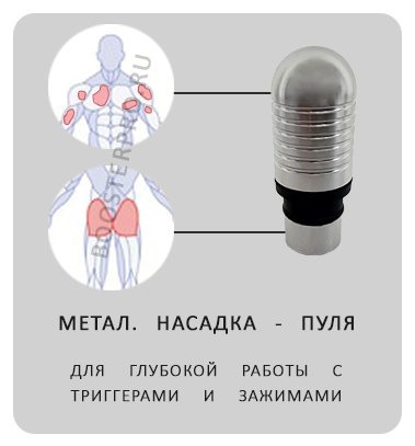 Металлическая пуля массажная насадка для перкуссионного массажёра