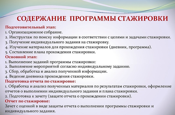 Примерное содержание программы стажировки нового сотрудника