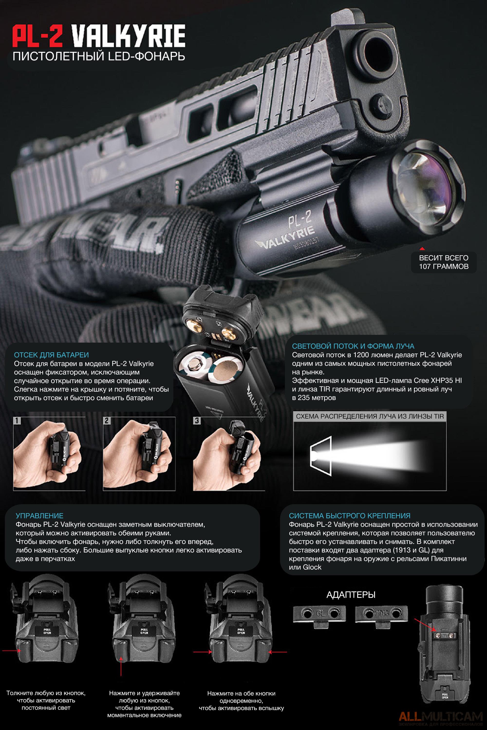 Фонарь PL-2 Valkyrie Pistol Light Olight