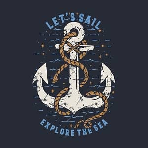 Принт с якорем Let`s sail explore the sea