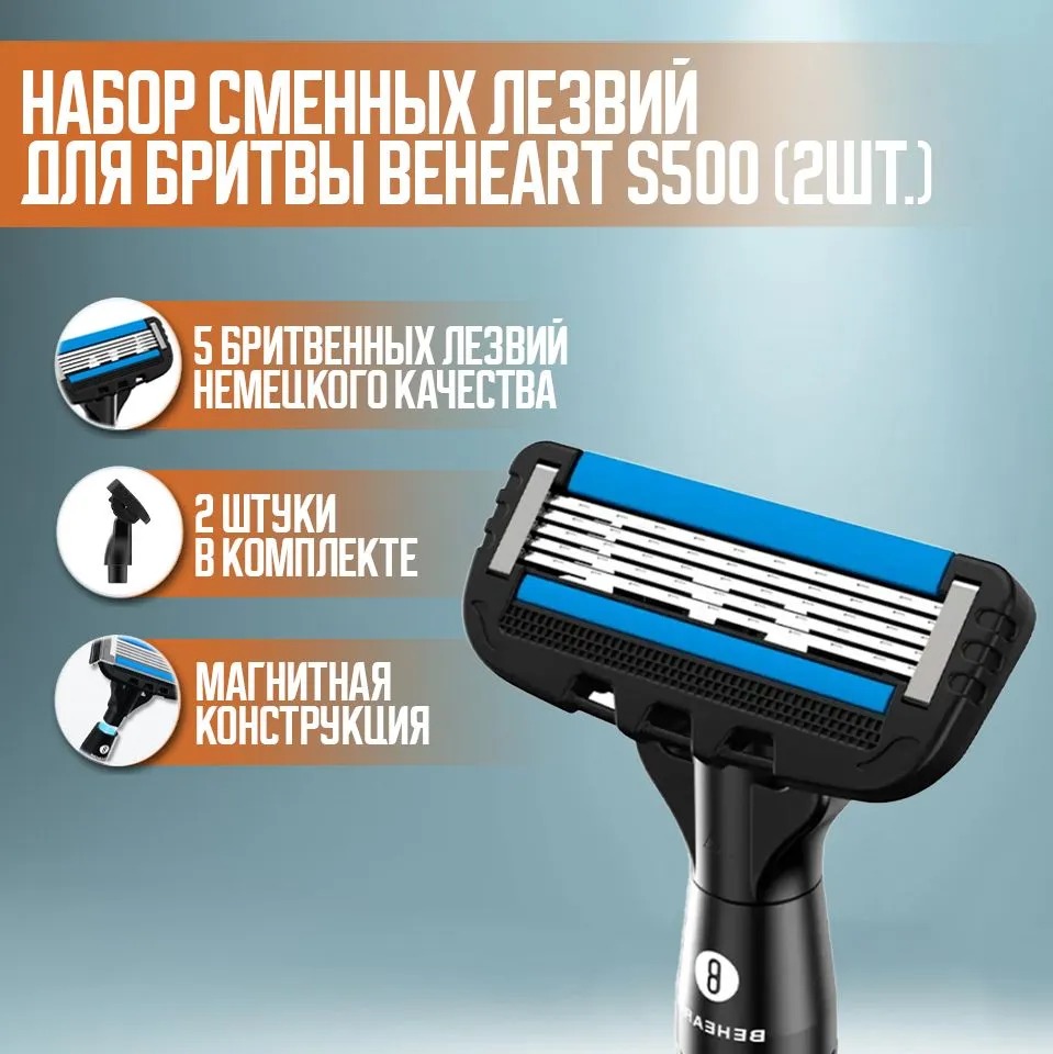 Набор сменных лезвий для бритья Xiaomi BEHEART S500 (2шт)