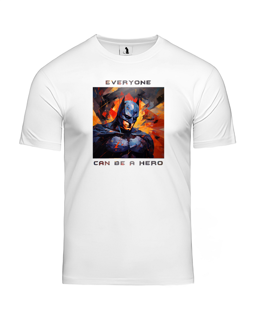 Образец футболки с Бэтменом Everyone can be a hero unisex классического прямого кроя Футболка с Бэтменом Everyone can be a hero unisex