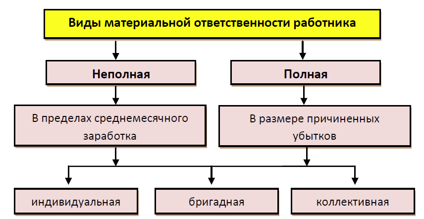 Виды материальной ответственности сотрудников