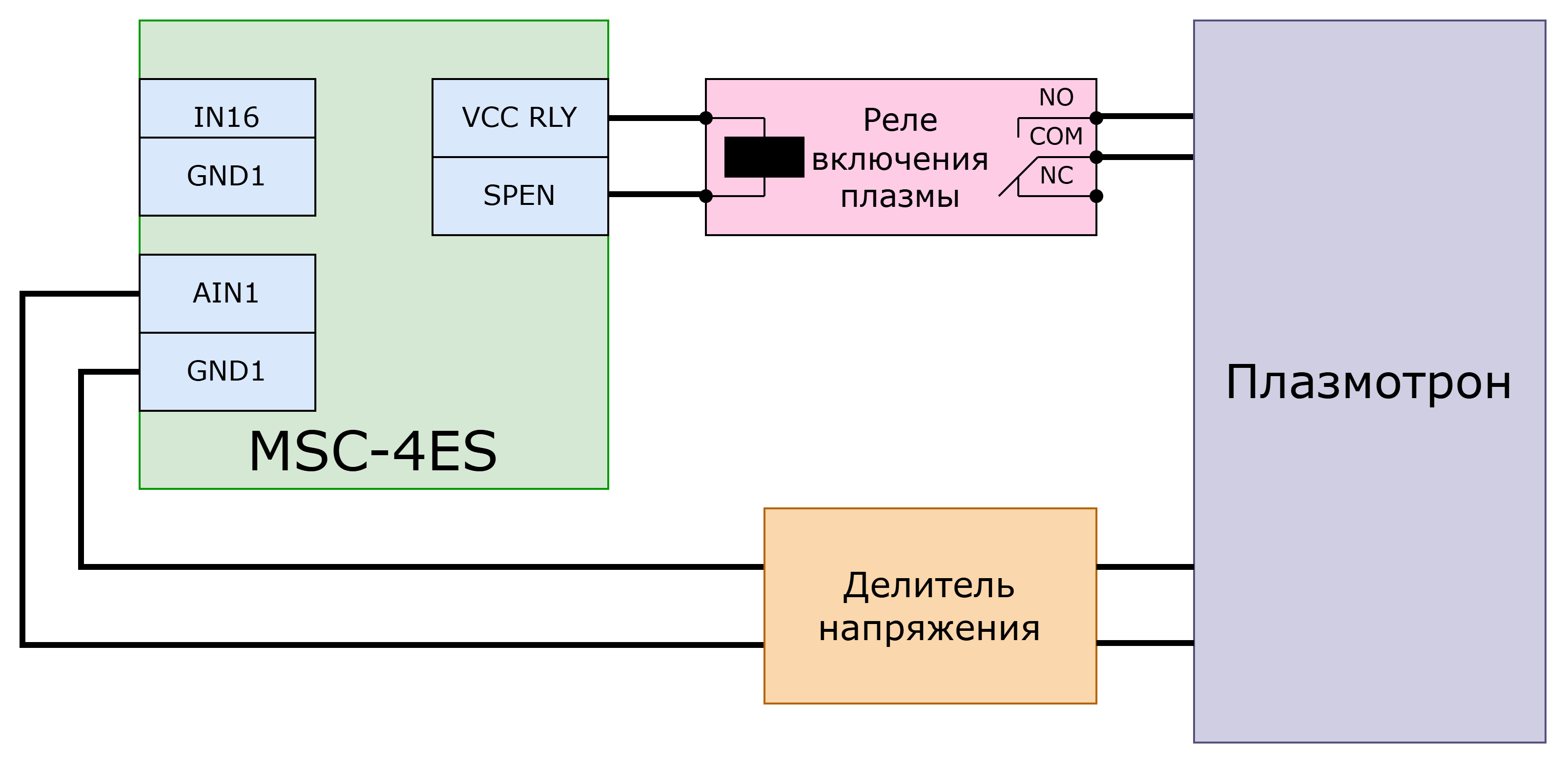 Схема подключения MSC-4ES в режиме "THC по напряжению"