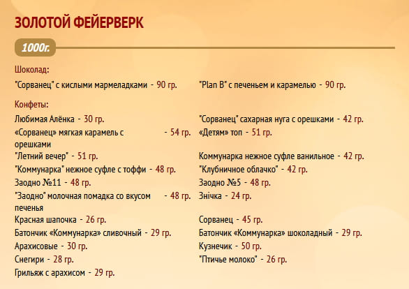 Новогодний подарок "Золотой фейерверк" 1000г. Коммунарка