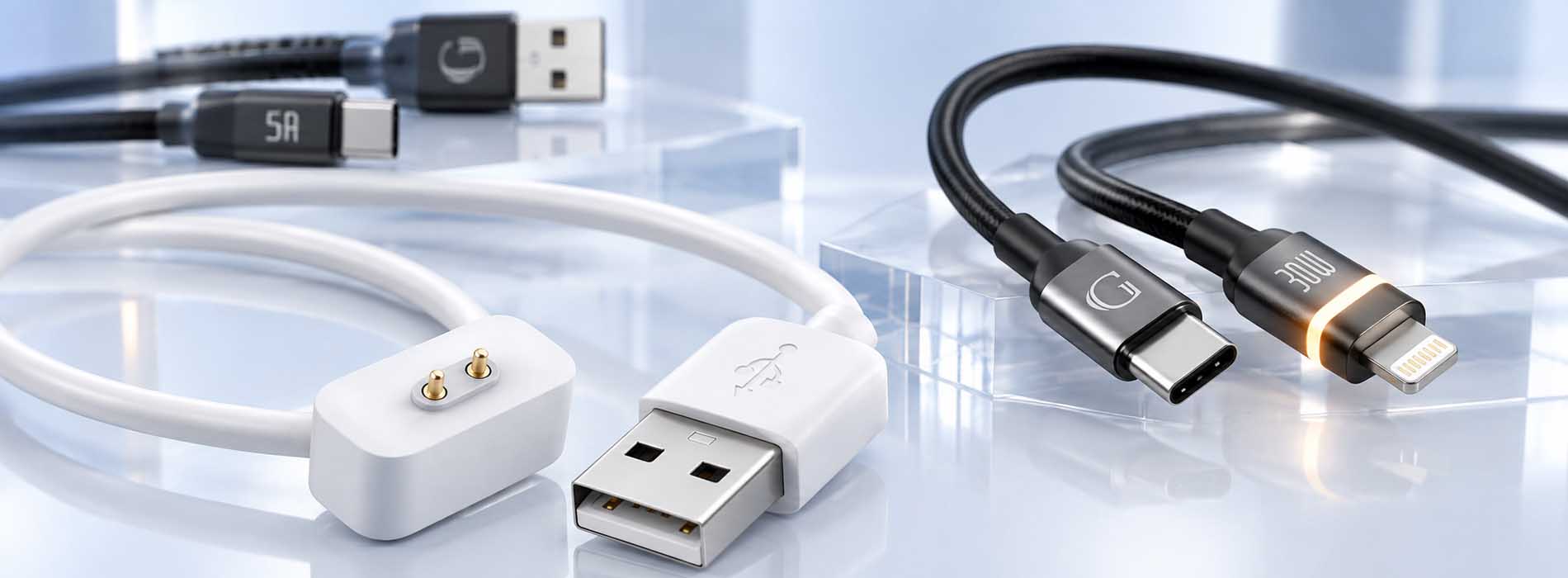 Кабели Gurdini USB-C и Lightning для зарядки смартфонов и подключения к компьютеру Кабели Gurdini USB-C и Lightning для зарядки смартфонов и подключения к компьютеру