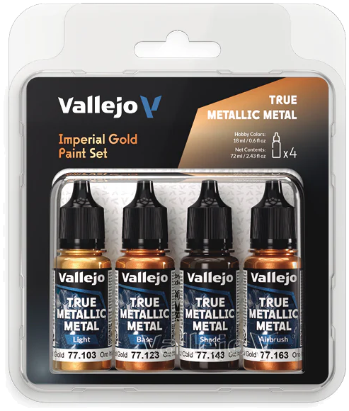Набор Vallejo True Metallic Metal Imperial Gold из четырёх красок