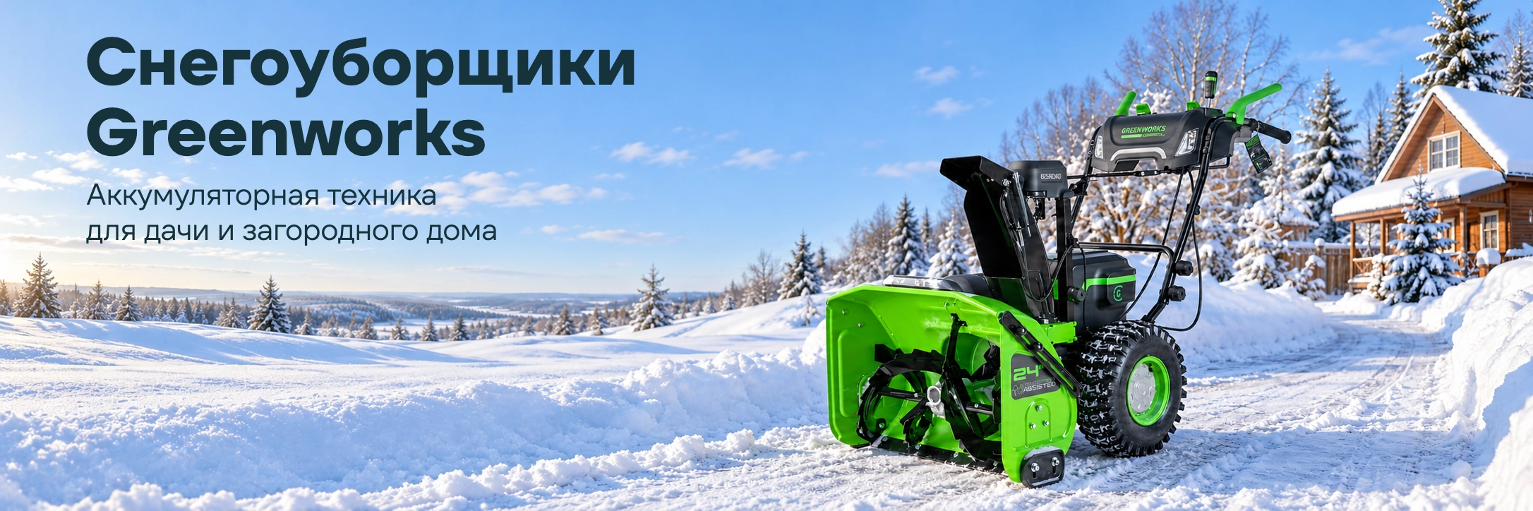 Снегоуборщики Greenworks. Аккумуляторная техника для дачи и загородного дома