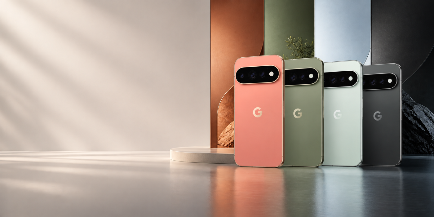 Google Pixel 11 Pro в цветах Canyon, Olive, Fog и Obsidian