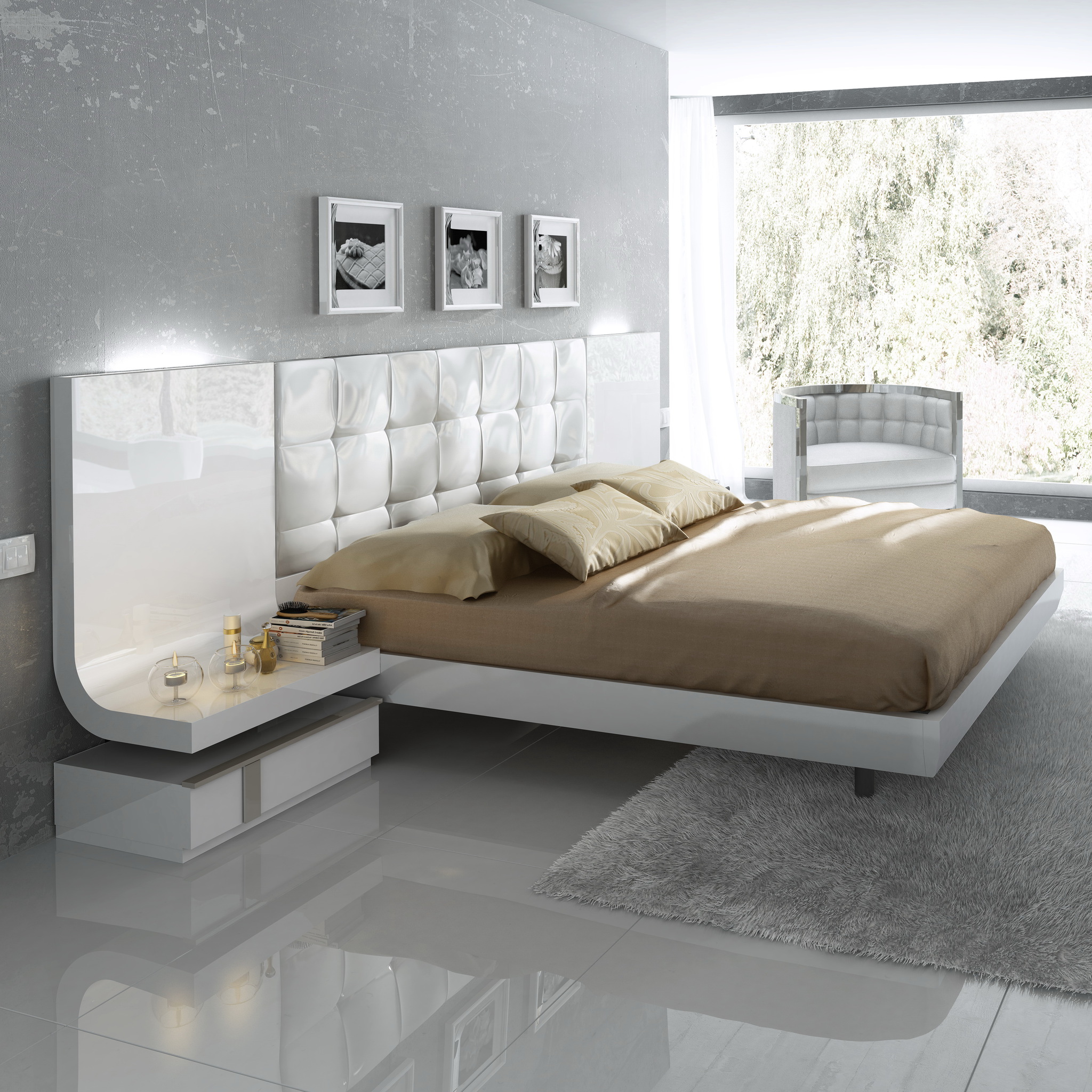Кровать Fenicia Mobiliario 514 GRANADA белоснежная с подсветкой