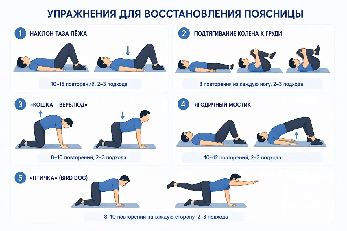 упражнения после растяжения спины