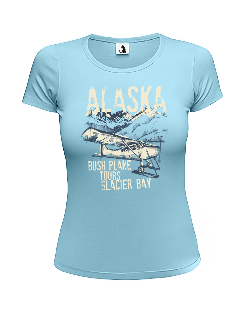 Образец женской футболки с самолетом Alaska Glacier bay Футболка женская с самолетом Alaska Glacier bay приталенная