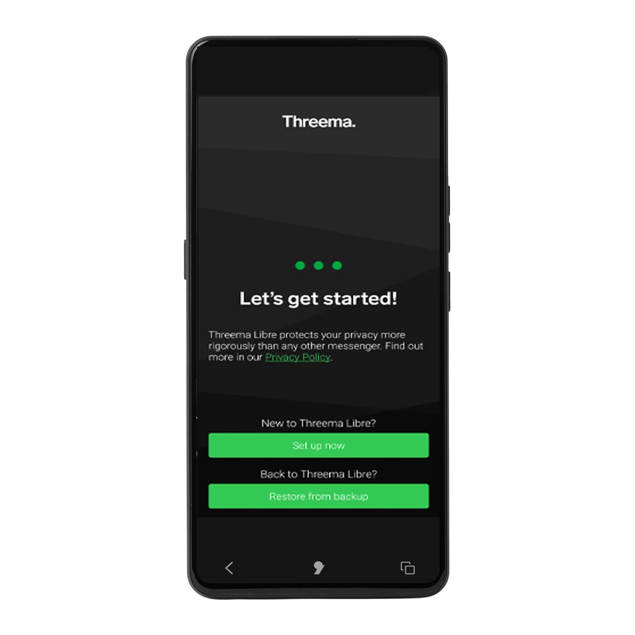 Экран мессенджера Threema в защищённой среде Vault смартфона Punkt MC03