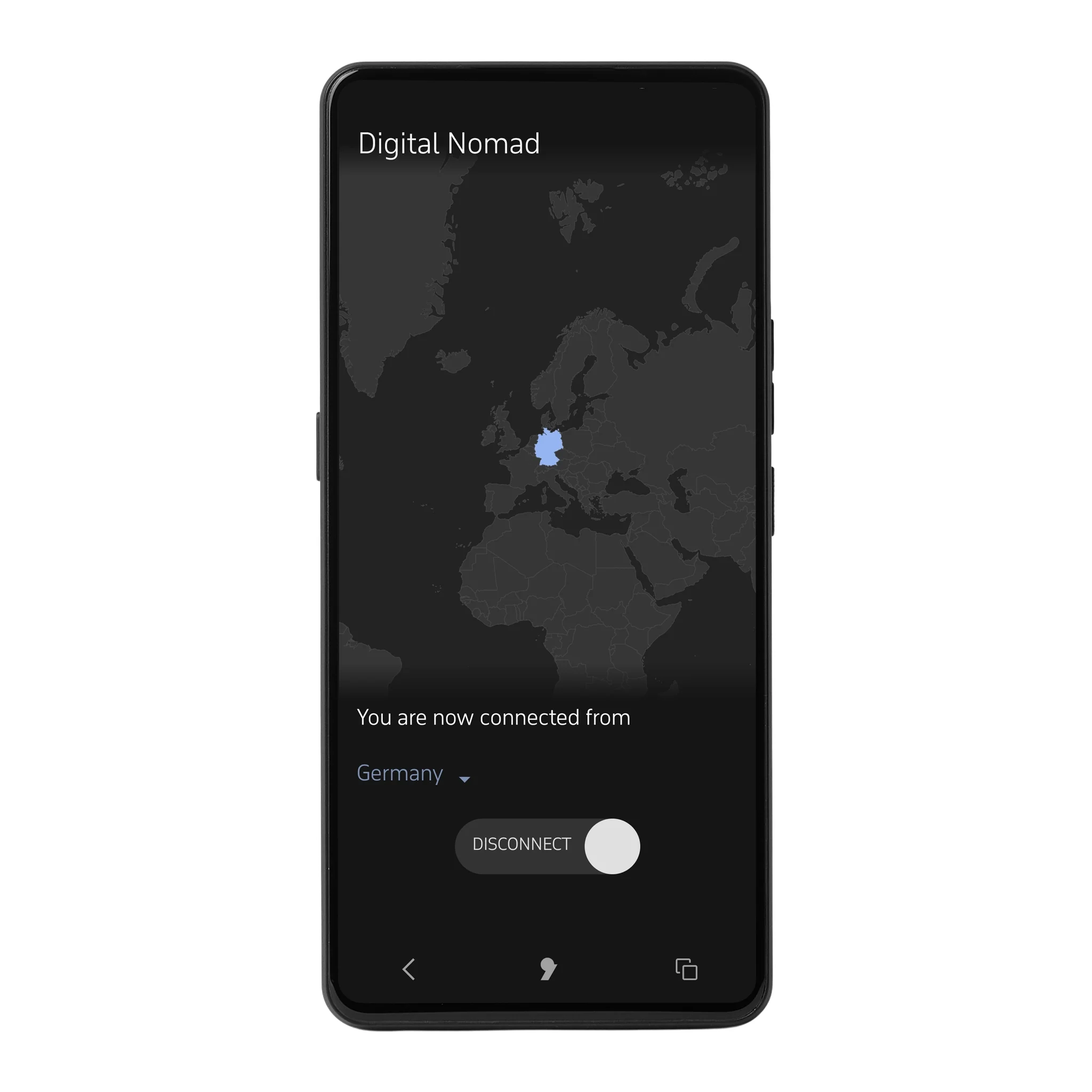 Экран встроенного Digital Nomad VPN на смартфоне Punkt MC03
