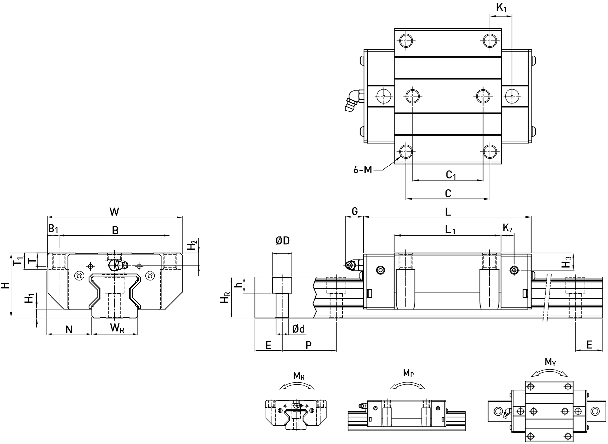 Каретка HIWIN RGW25HCZAH - чертеж