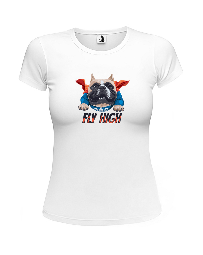 Футболка женская с бульдогом Fly High