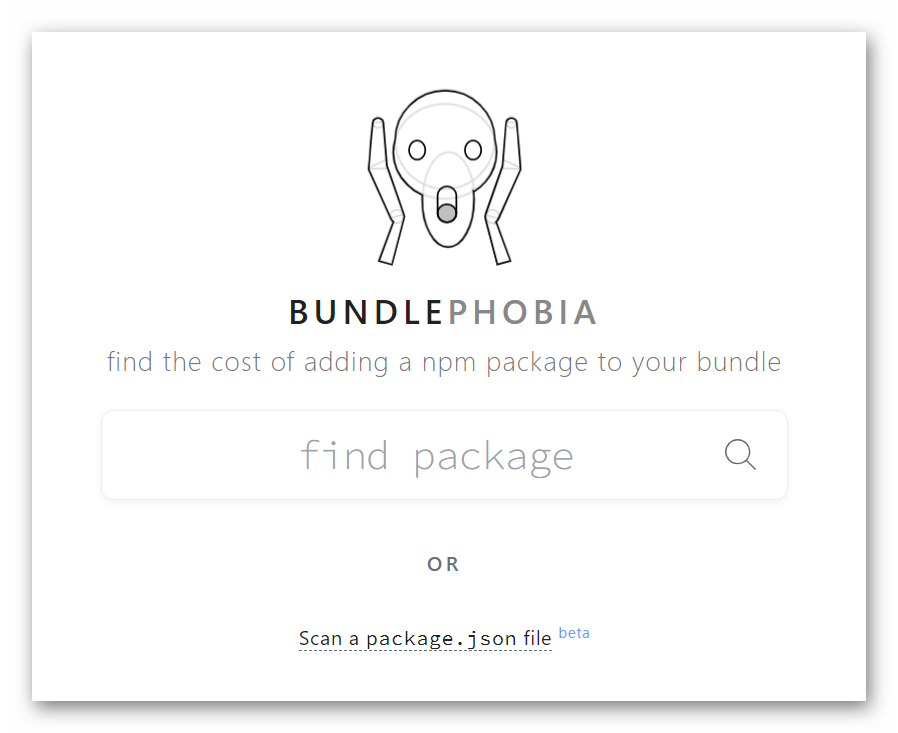 Интерфейс Bundlephobia