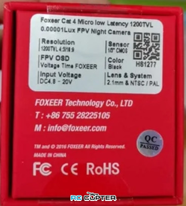 FPV камера Foxeer Micro Cat 4 1200TVL StarLight HS1277-02 FPV камера Foxeer Micro Cat 4 1200TVL StarLight HS1277-02.jpg