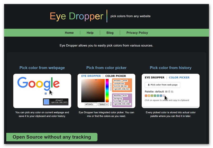 Главная страница Eye Dropper