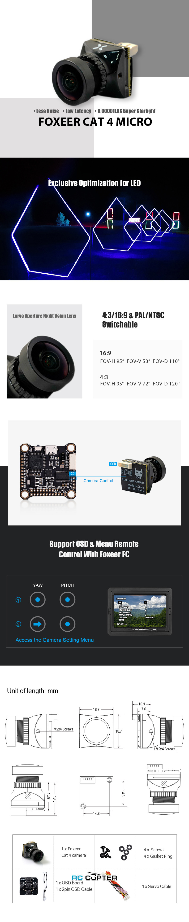 FPV камера Foxeer Micro Cat 4 1200TVL StarLight HS1277-03 FPV камера Foxeer Micro Cat 4 1200TVL StarLight HS1277-03.jpg