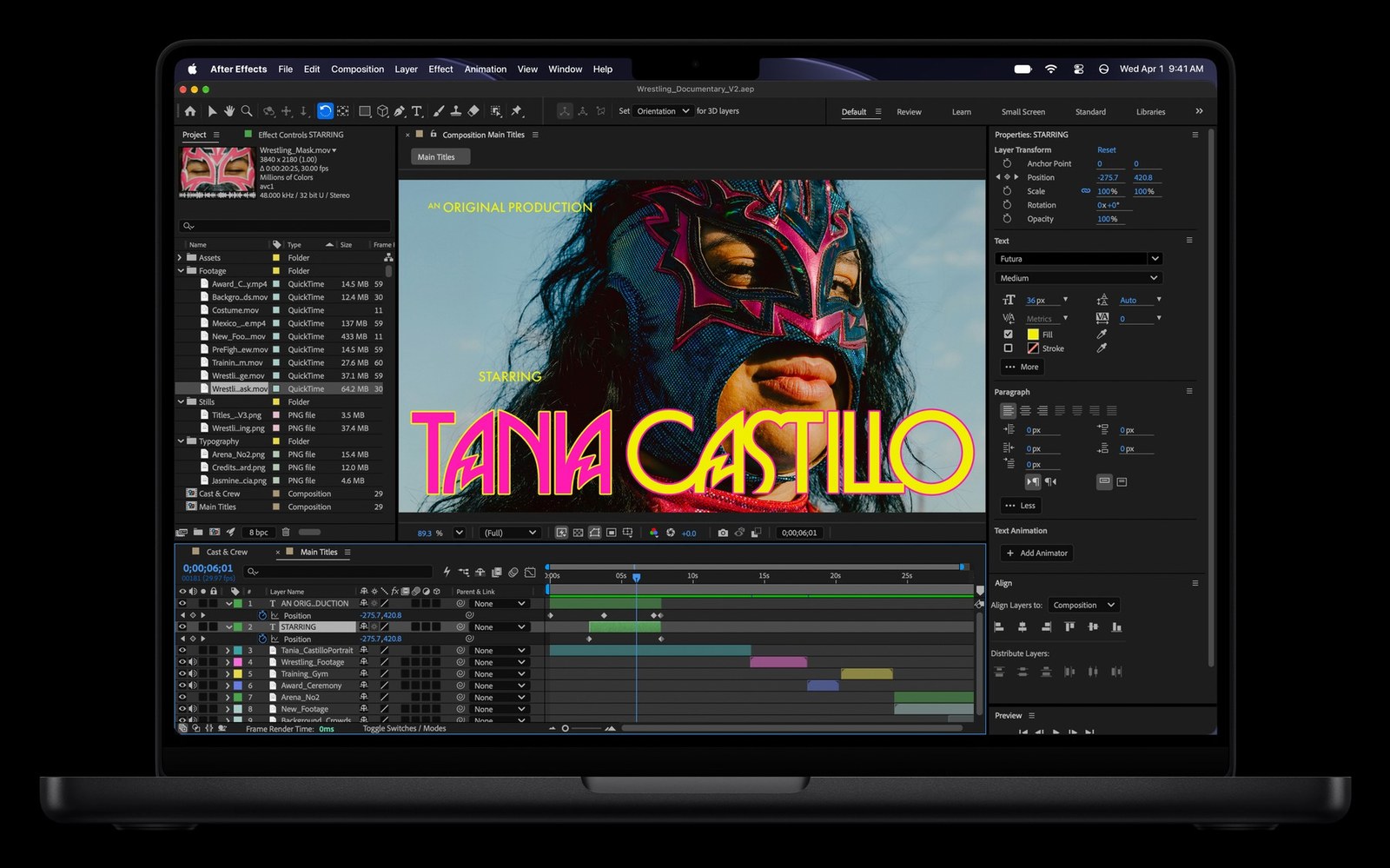 MacBook Pro 14 на M6 с проектом в Adobe After Effects MacBook Pro 14 на M6 с проектом в Adobe After Effects