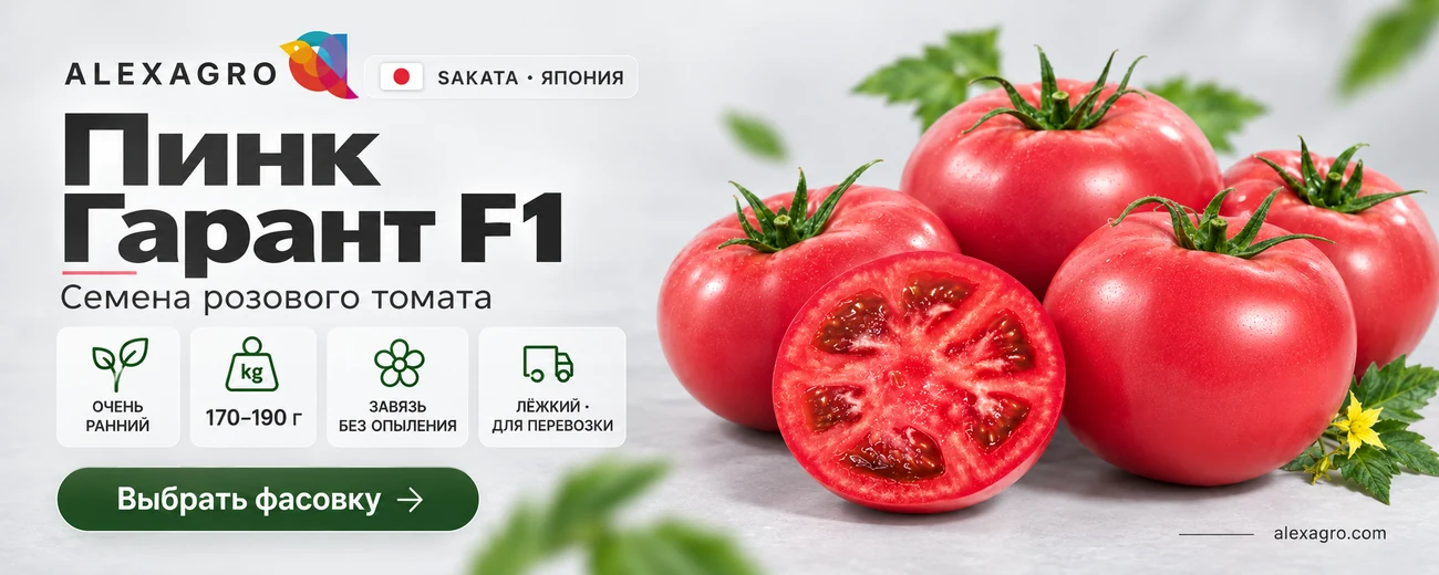 Пинк Гарант F1 — семена розового томата Sakata: очень ранний, плоды 170–190 г, завязь без опыления, лёжкость и транспортабельность.