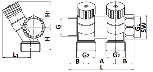 Размеры коллектора SMB 6851 013402 Габариты коллектора SMB 6851 013402