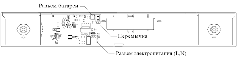 Расположение разъемов на плате эвакуационного указателя Moncato EF903