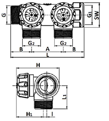 Размеры коллектора SMB-6850-013402 Габариты