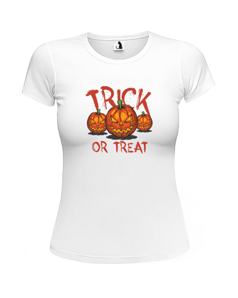 Образец женской футболки Trick or treat приталенного кроя Футболка женская Trick or treat приталенная