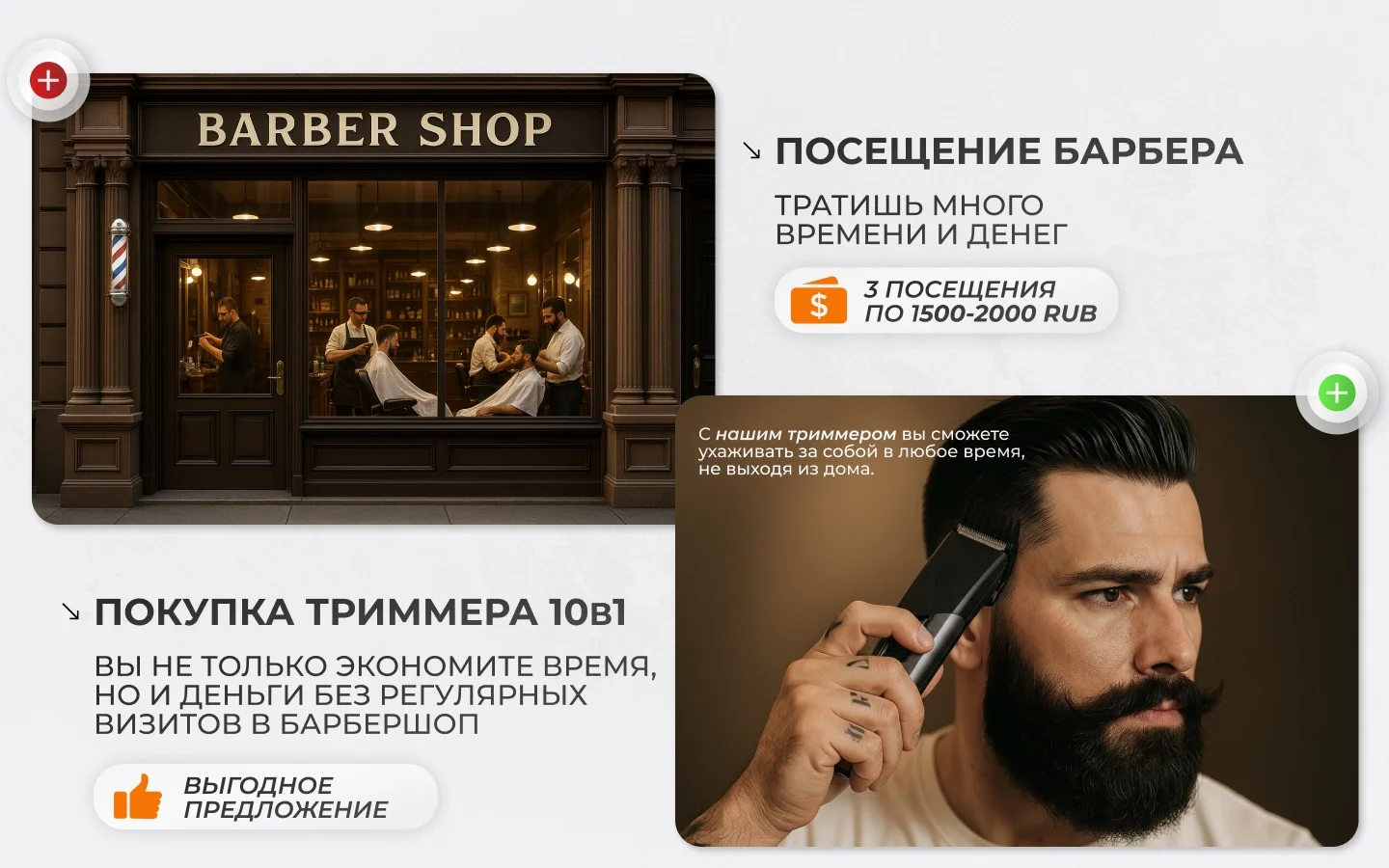 Набор триммера 10 в 1 с насадками для ухода за бородой, усами, лицом и телом