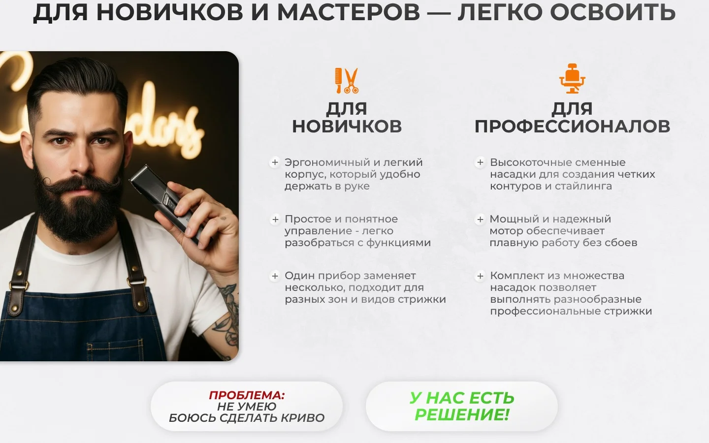 Триммер для домашнего ухода за бородой, усами и контуром лица