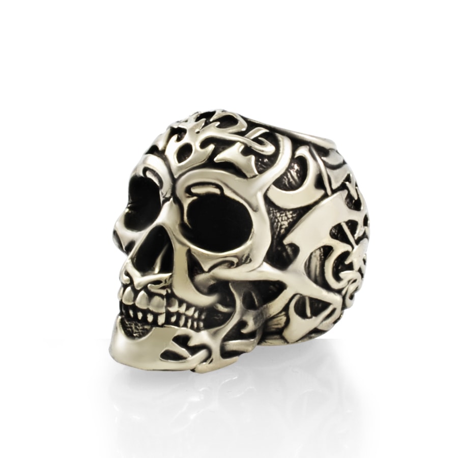 Шарм Tribal skull из мельхиора