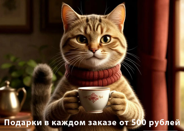Подарки за каждый заказ от 500 рублей.
