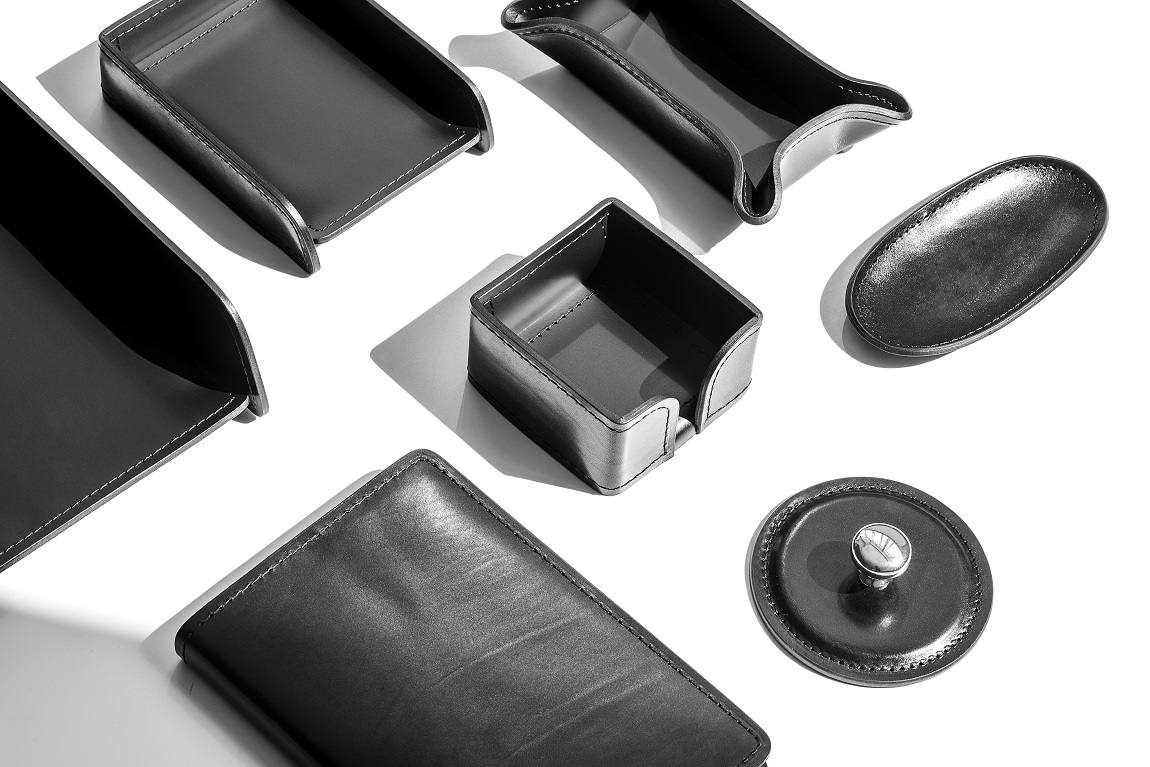 Лоток А6 горизонтальный LUXE из кожи Full Grain Bologna Black