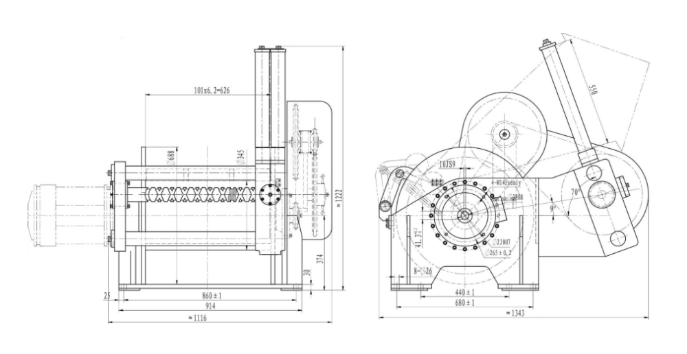 Габаритные размеры электрической лебедки IDJ-10-3000-6