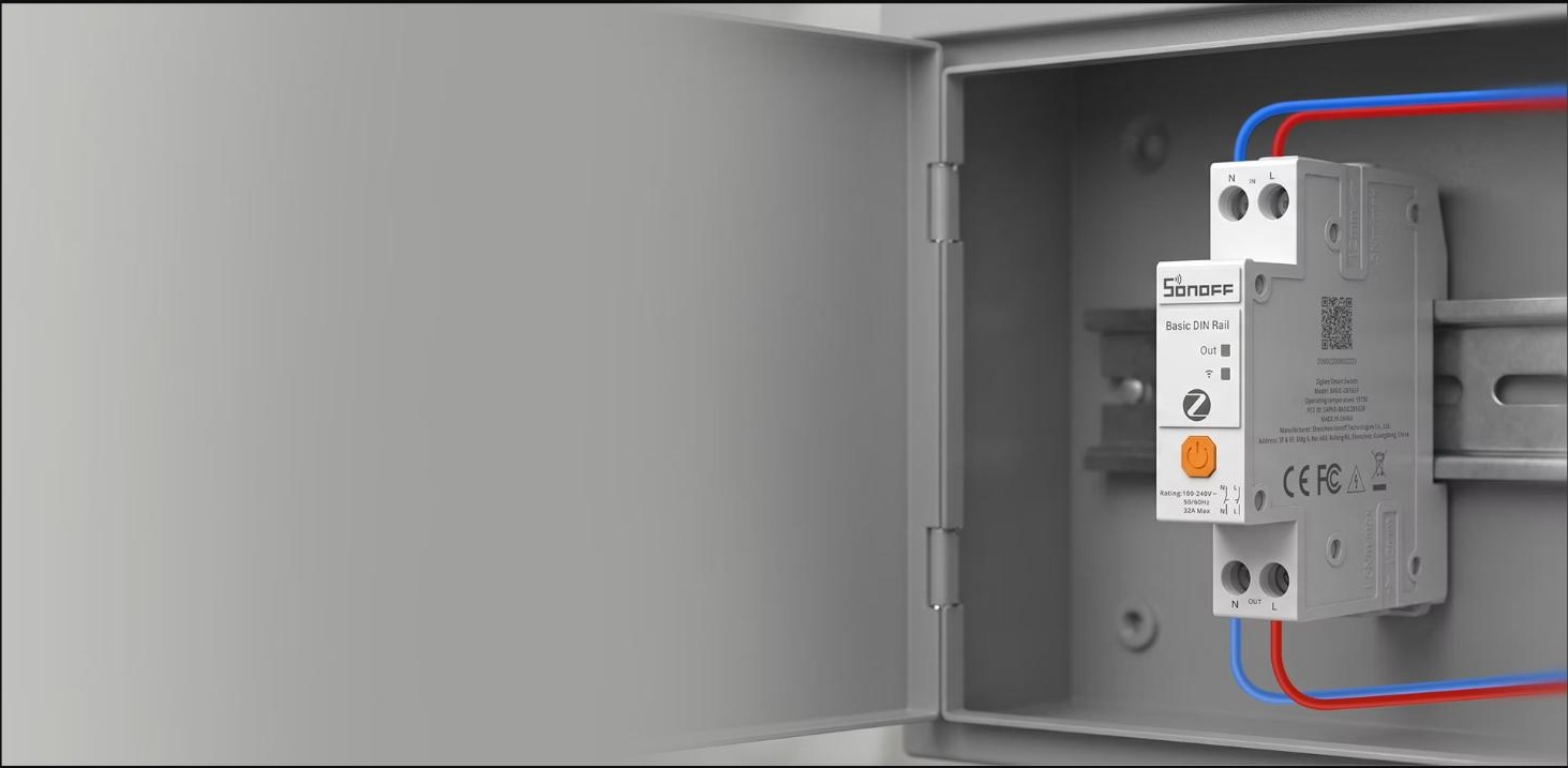 SONOFF Basic DIN Rail Zigbee — установка в распределительном щите