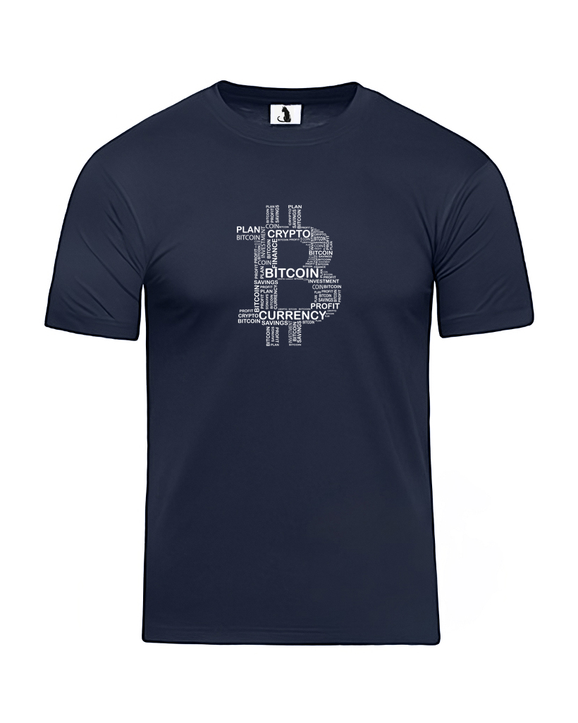 Образец футболки Bitcoin unisex классического прямого кроя Футболка Bitcoin unisex классического прямого кроя
