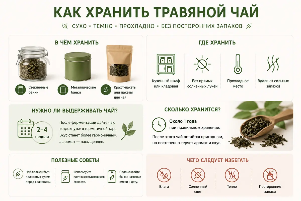 как хранить травяной чай