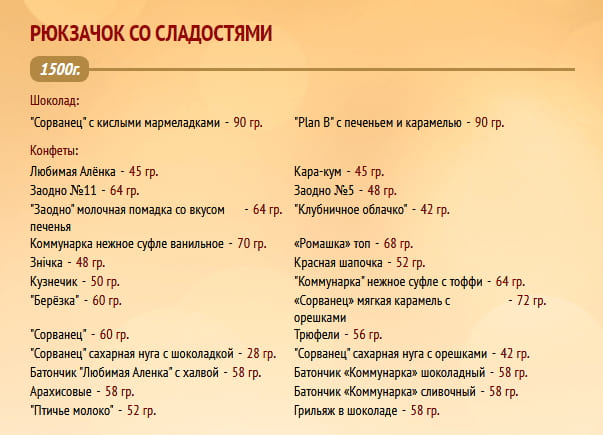 Новогодний подарок "Рюкзачок со сладостями" 1500г. Коммунарка